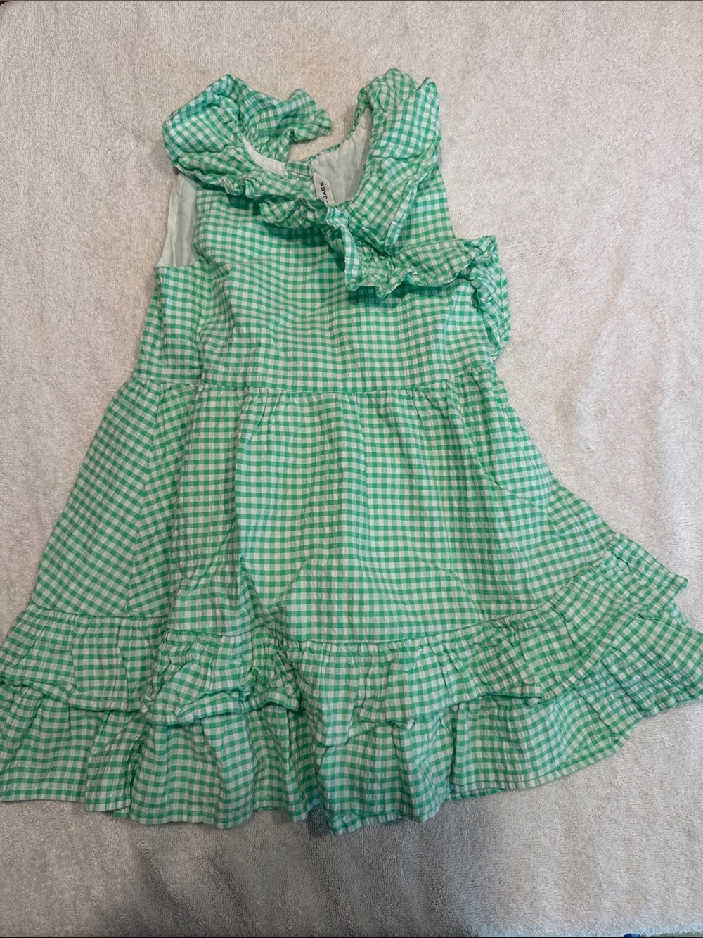 Janie and Jack Girls Green Gingham Ruffle Dress